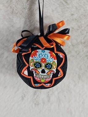 Dia De Muertos Skull Homemade Fabric Ornament